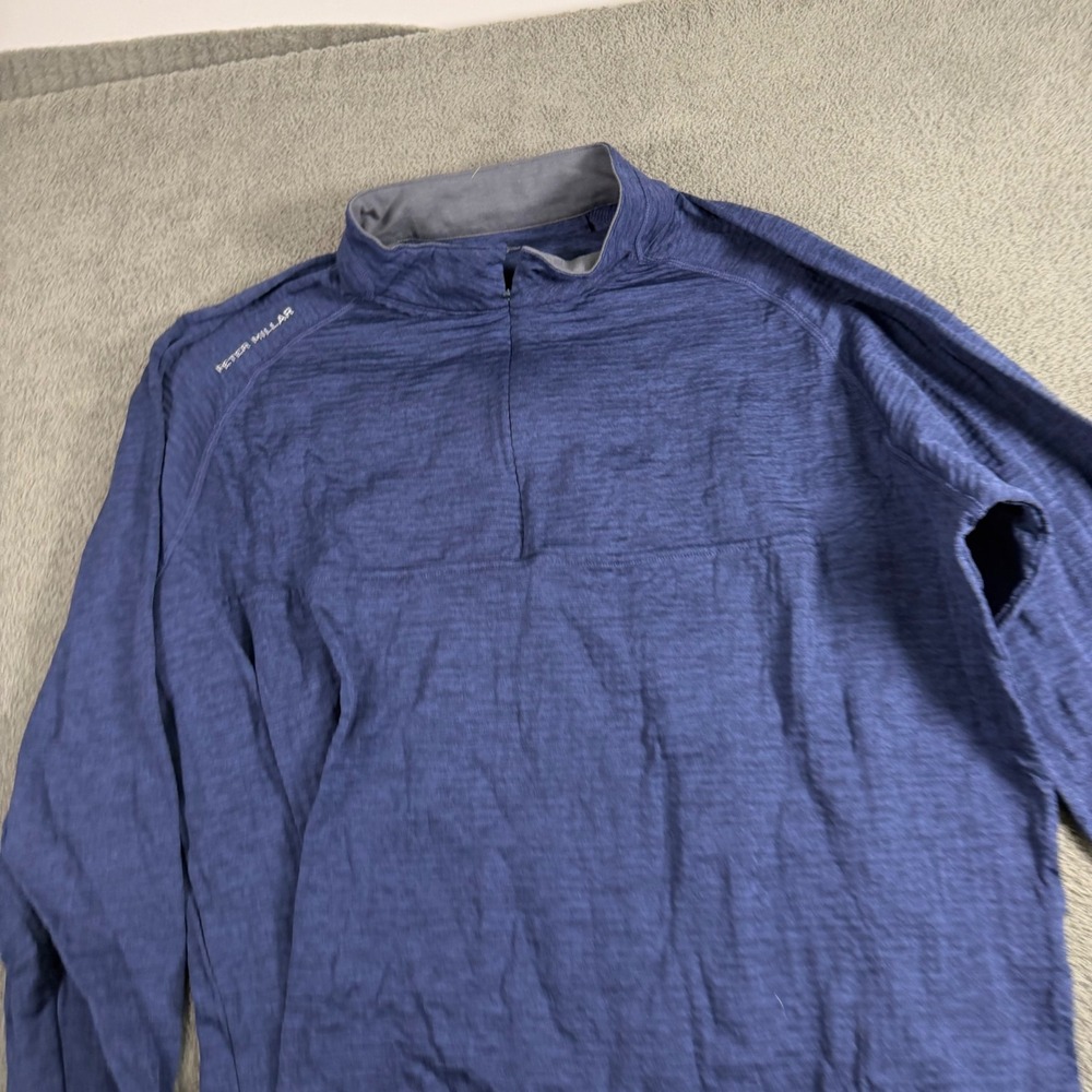 Peter Millar Crown Sport Mens XL Blue Space Dye Quarter Zip Golf Pullover